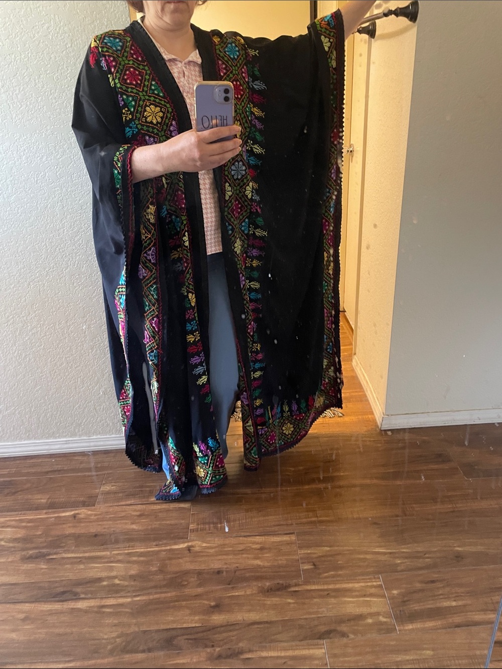 Hand made embroidery kaftan abaya free size